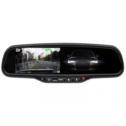 HD DVR kamera se záznamem a monitorem 4,3" ve zpětném zrcátku s funkcí automatického zatmavení HV-043LAD